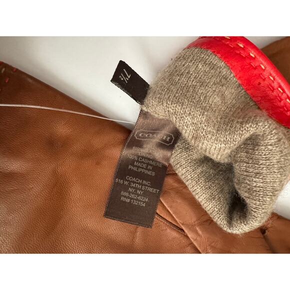 Coach Womens 82822 Tobacco Brown Leather Cashmere
Gloves Size 7.5 NWT! - - Picture 5 of 7